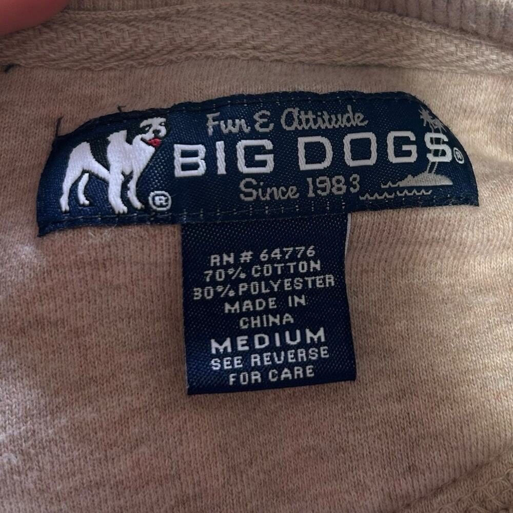 Big Dogs Embroidered Attitude Sweatshirt Patchwork Y2K Beige Medium - Picture 5 of 14